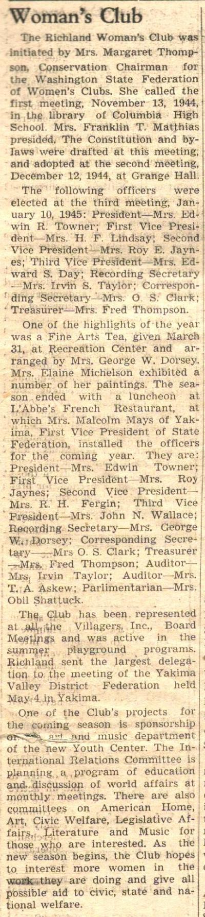 9/3/45 Villager - Page 6 ~ Women's Club